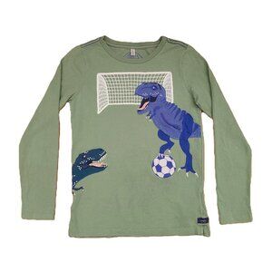 Joules Boys Long Sleeve Shirt Zipadee Green Football Dinos Size 11-12yrs